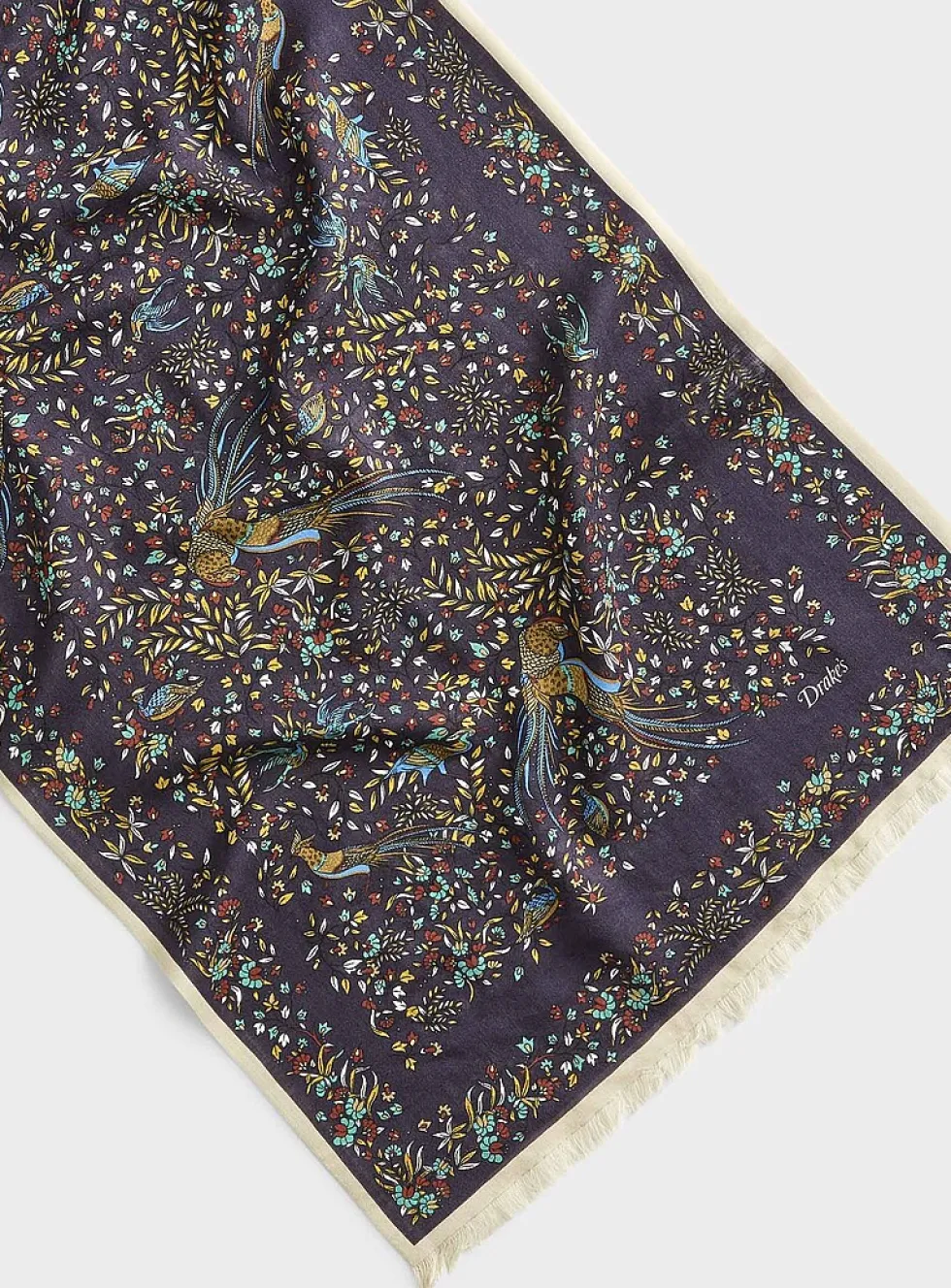 Birds of Paradise wool and silk scarf