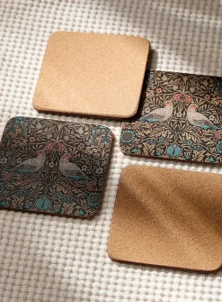 Birds tapestry laminated cork coasters