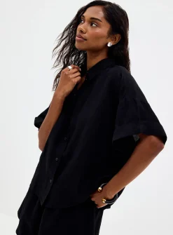 Bisenas cuffed sleeves linen shirt