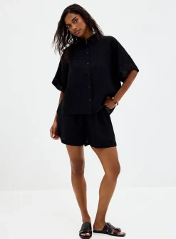 Bisenas cuffed sleeves linen shirt