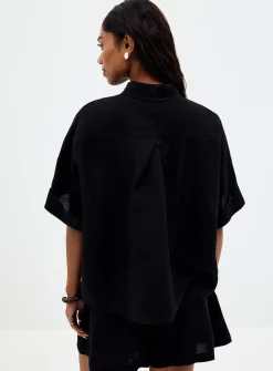 Bisenas cuffed sleeves linen shirt