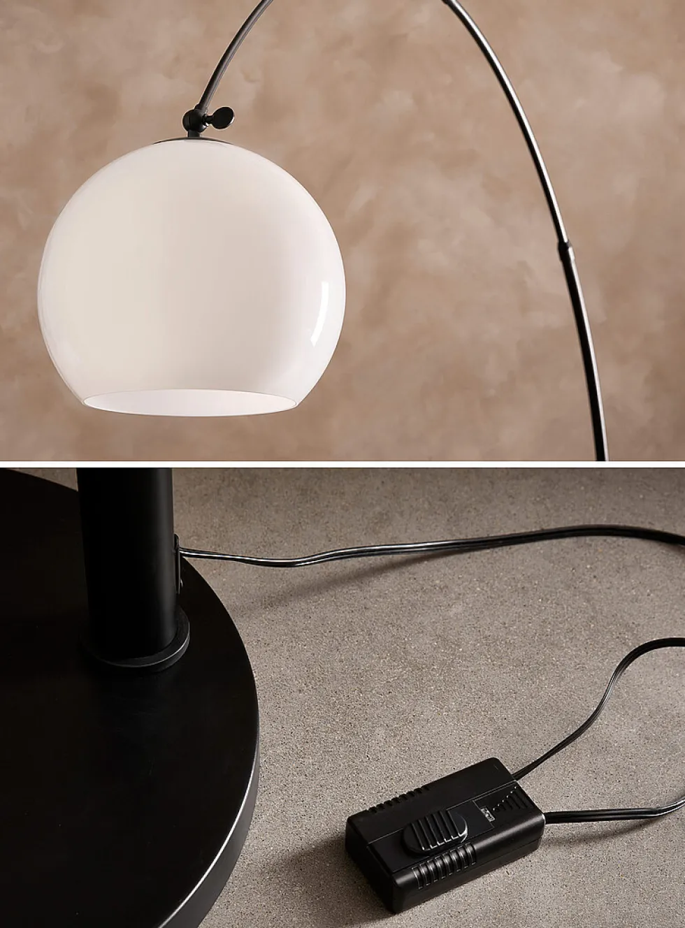 Black arched floor lamp