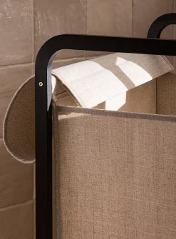 Black bamboo rectangular laundry basket