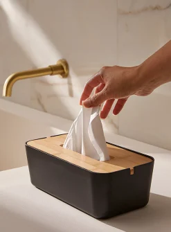 Black bamboo-resin tissue box