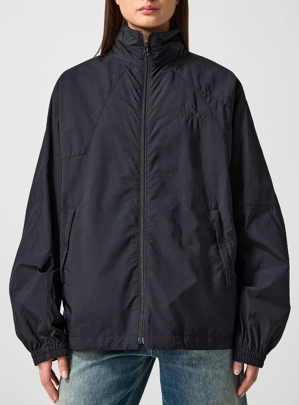 Black canvas windbreaker