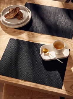 Black chevron vinyl placemats
