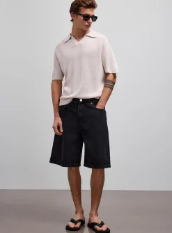 Black denim jort