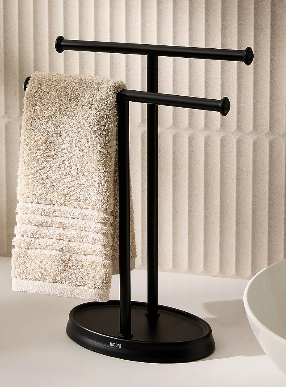Black double towel rack