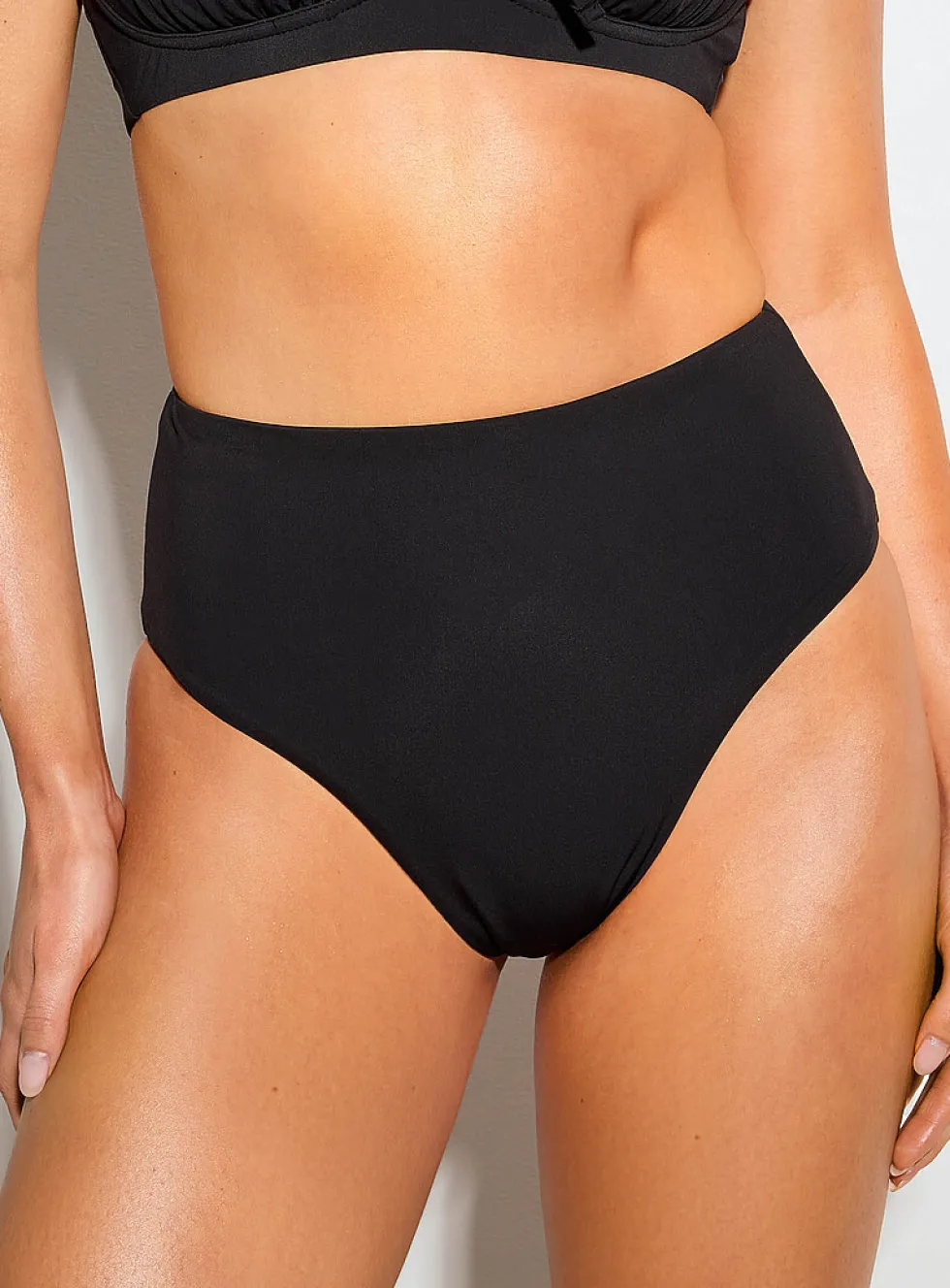 Black high-cut sculpting bikini bottom