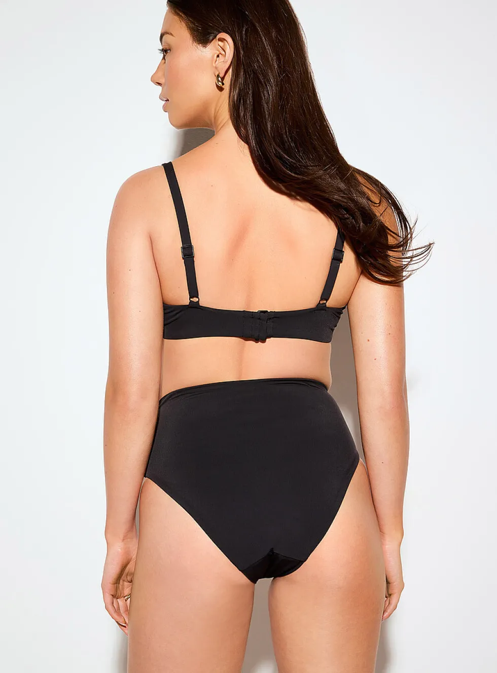 Black high-cut sculpting bikini bottom