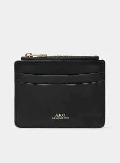 Black leather Paris card holder