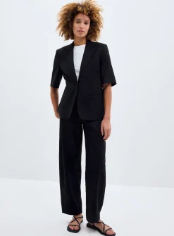 Black linen-cotton pant