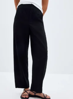 Black linen-cotton pant