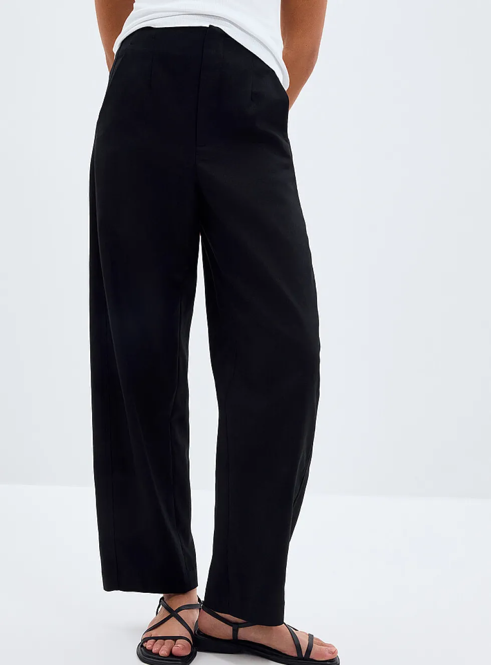 Black linen-cotton pant