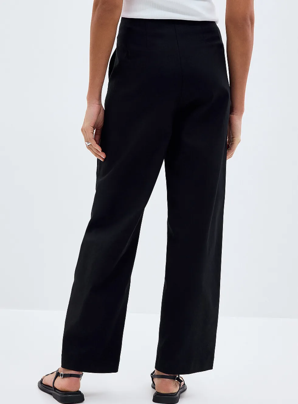 Black linen-cotton pant