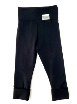 Black lyocell and organic cotton grow-with-me leggings