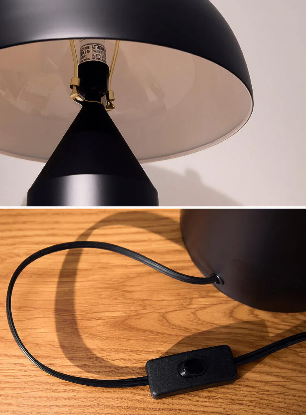 Black metal table lamp