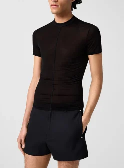 Black micromesh T-shirt