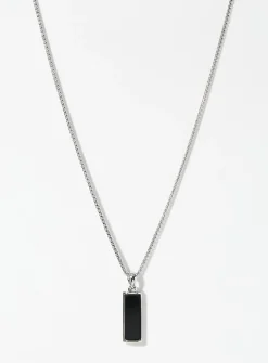 Black minimalist pendant necklace