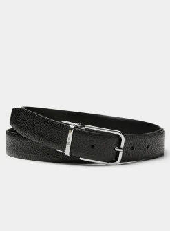 Black pebbled leather belt