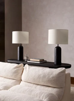 Black resin base table lamps
