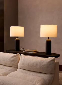 Black resin base table lamps