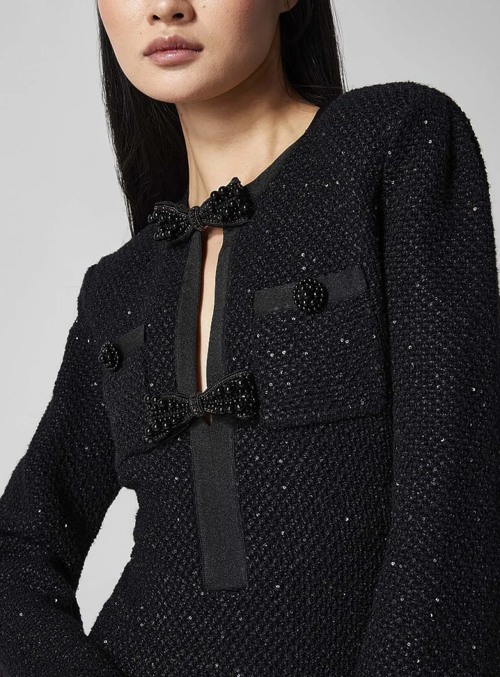 Black sequined knit minidress