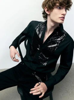 Black sequined shirt