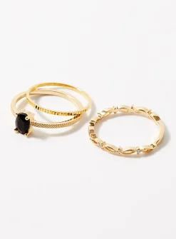Black stone textured rings