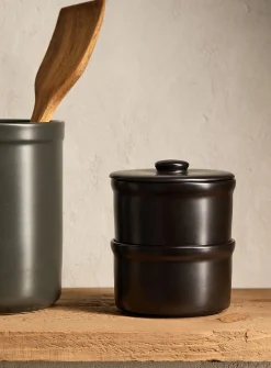 Black storage jars