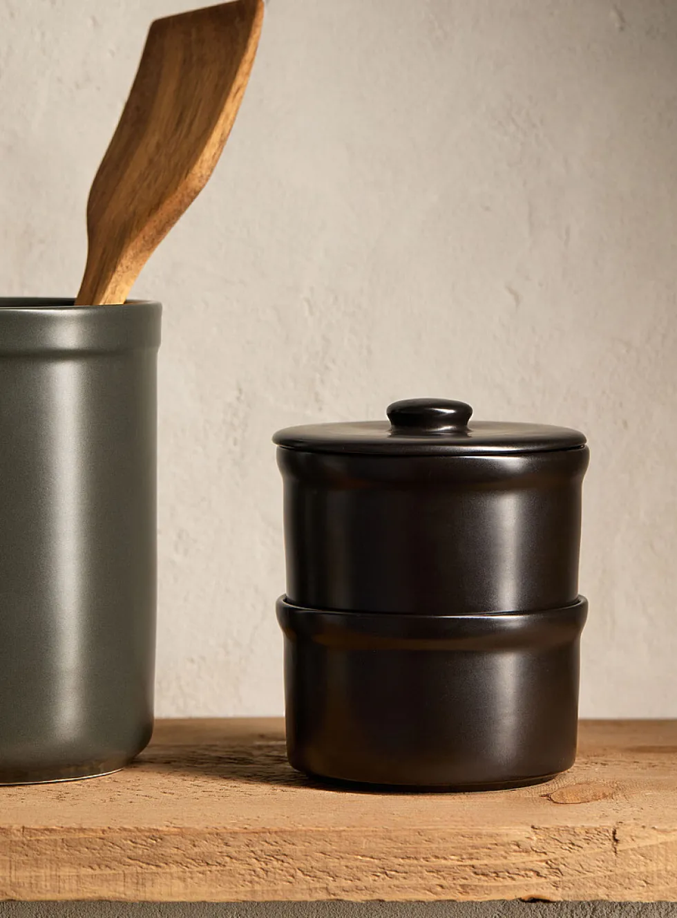 Black storage jars
