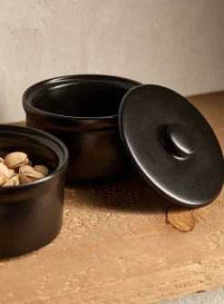 Black storage jars