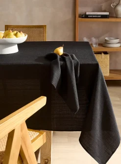 Black textured tablecloth