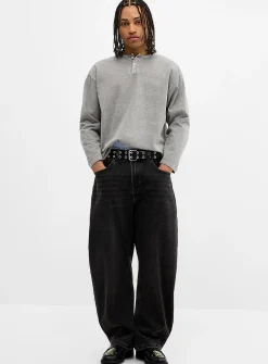 Black wash loose jean