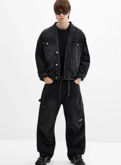 Black wash utility jean