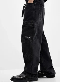 Black wash utility jean