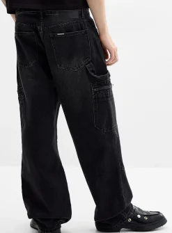Black wash utility jean