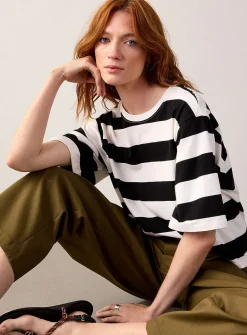 Black-and-white stripes organic cotton T-shirt
