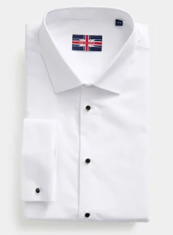 Black-button white tuxedo shirt
