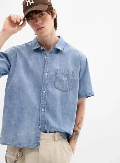 Bleached denim shirt