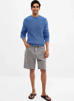 Bleached grey denim Bermudas