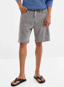 Bleached grey denim Bermudas
