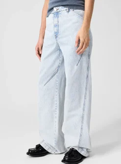Bleached wide-leg jeans with darts