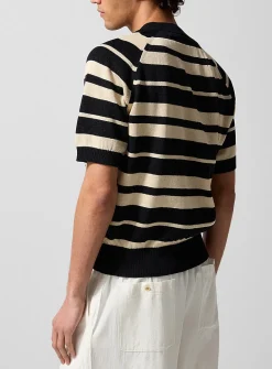 Block-striped short-sleeve sweater