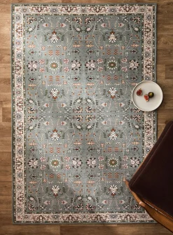 Blooming olive garden print rug