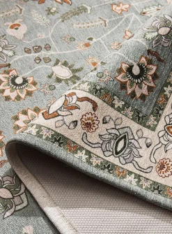 Blooming olive garden print rug