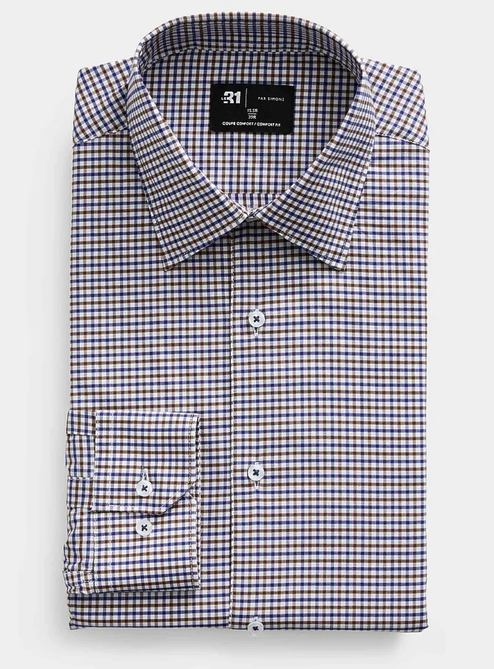 Blue and brown gingham shirt