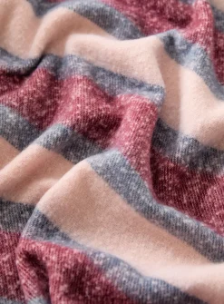 Blue and pink stripes faux-mohair throw