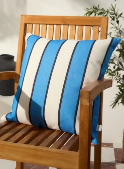 Blue and white stripes removable-cover outdoor cushion