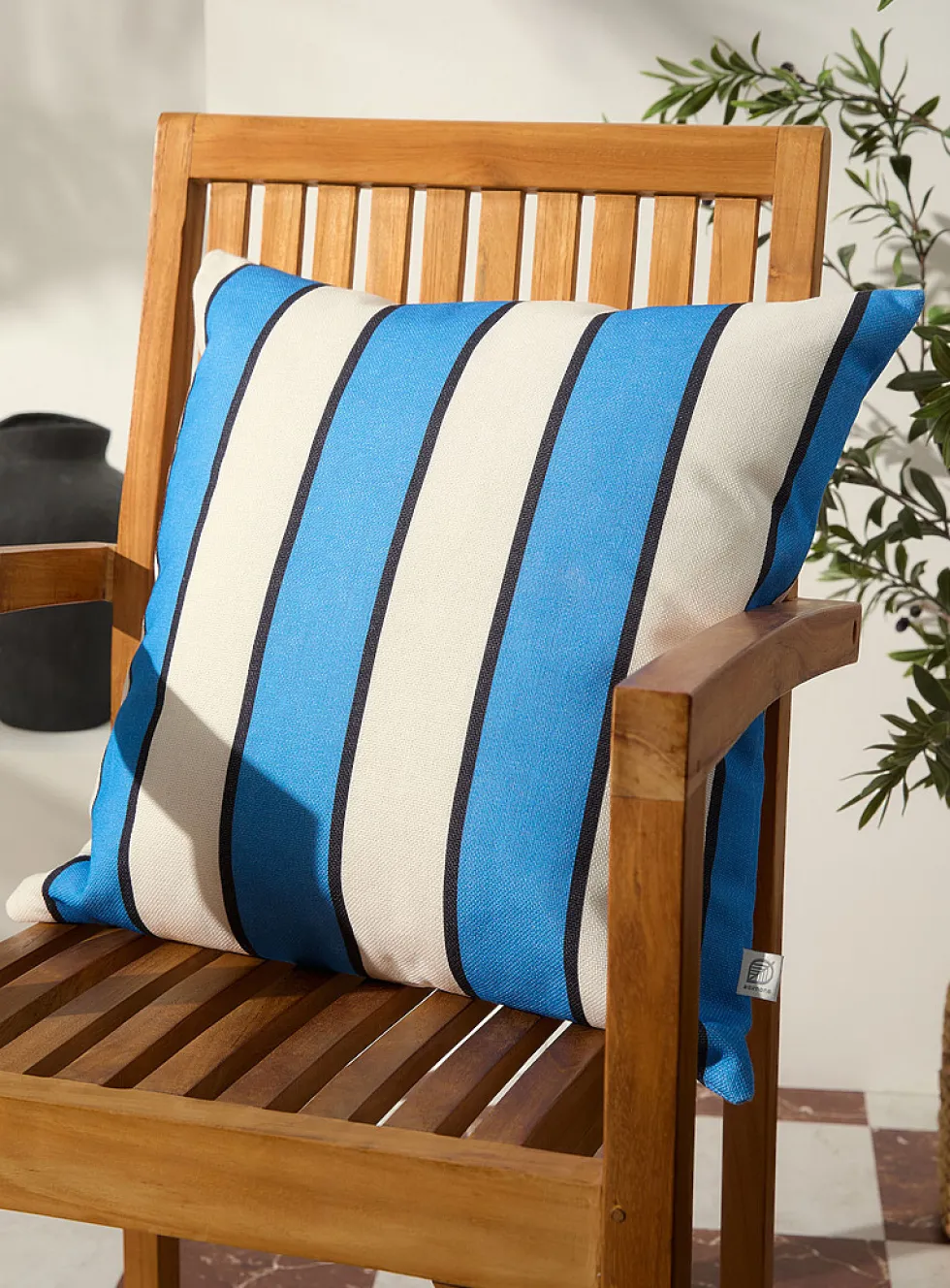Blue and white stripes removable-cover outdoor cushion